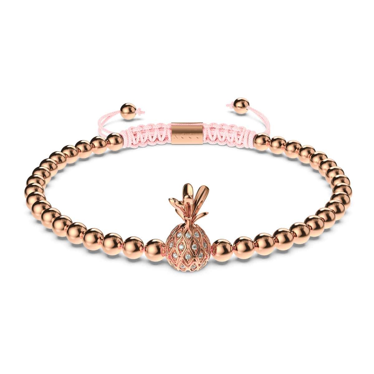 Pina colada | Or rose 18 carats | Rose | Ananas Cristal | Bracelet Charmballa en macramé